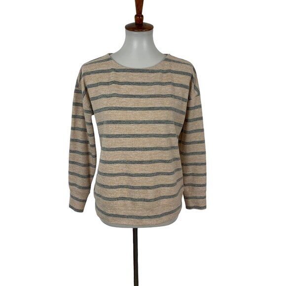 Haven Well Within Gray Cream Striped Crewneck XS Long Sleeve Minimalist - Picture 1 of 5